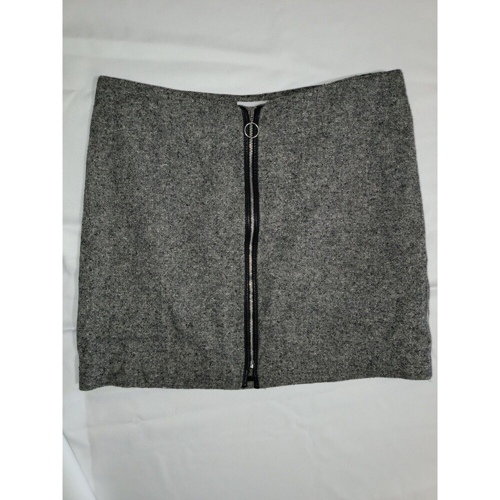 Old Navy Women's Gray Tweed Mini Skirt Size 6 Zip Front Lined